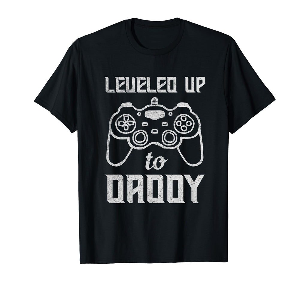 Leveled Up To Daddy Gamer Dad Fathers T-Shirt - Minimalist Print Unisex - T-Shirt, Sweatshirt, Hoodie