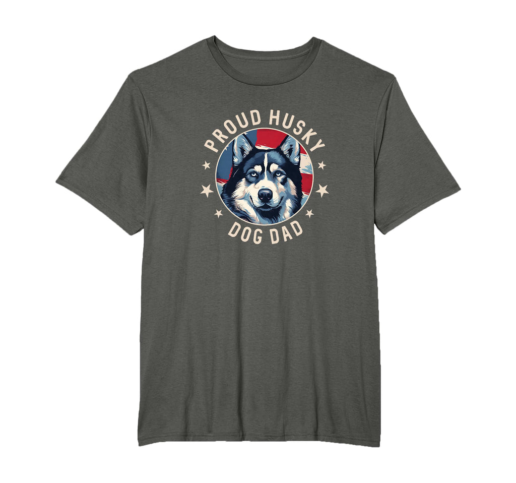 Proud Husky Dad American Flag T-Shirt - Streetwear Style for Adults - T-Shirt, Sweatshirt, Hoodie