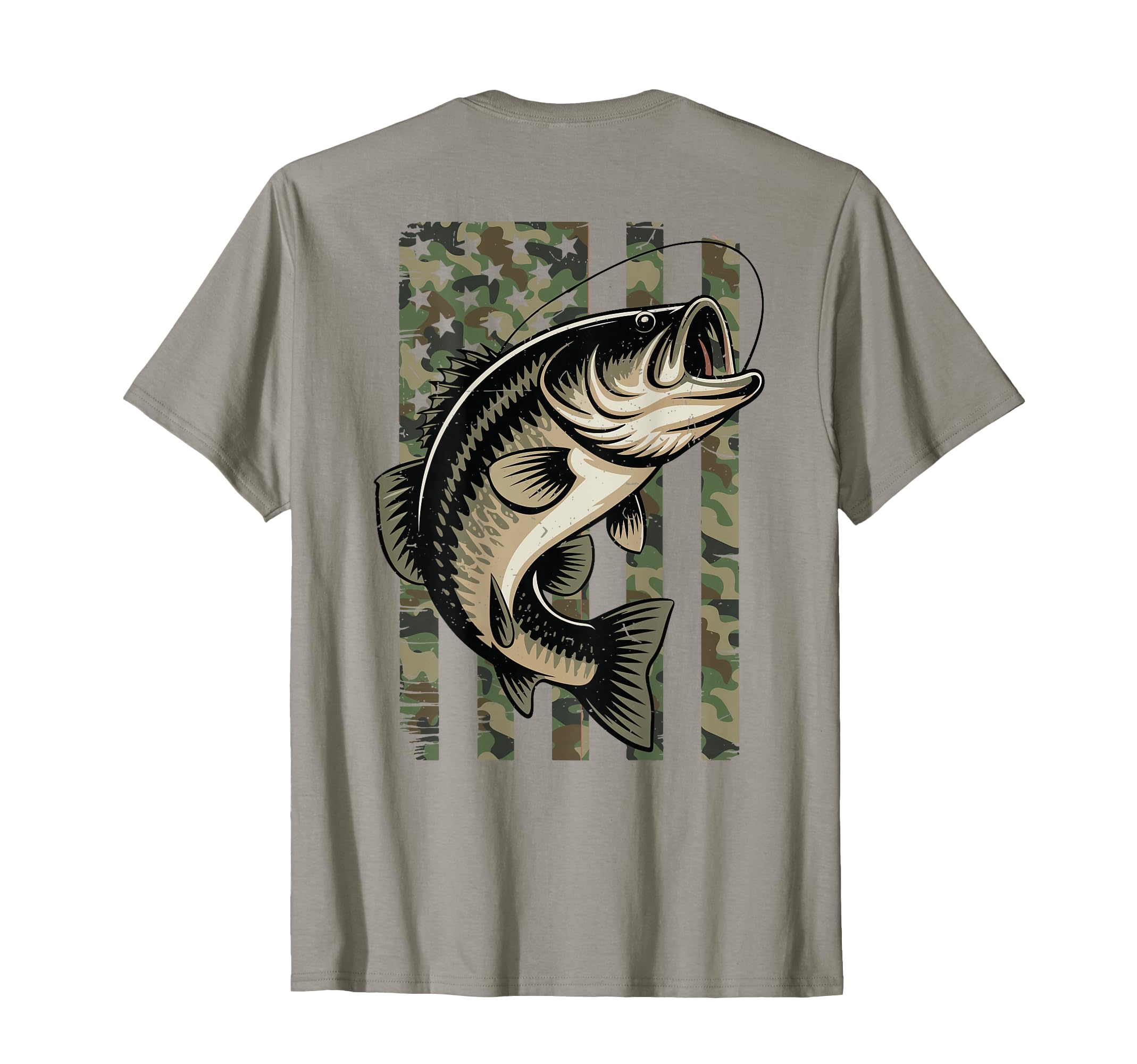 American Flag Camo Bass Fishing T-Shirt - Casual Everyday Wear Men Women - T-Shirt, Sweatshirt, Hoodie