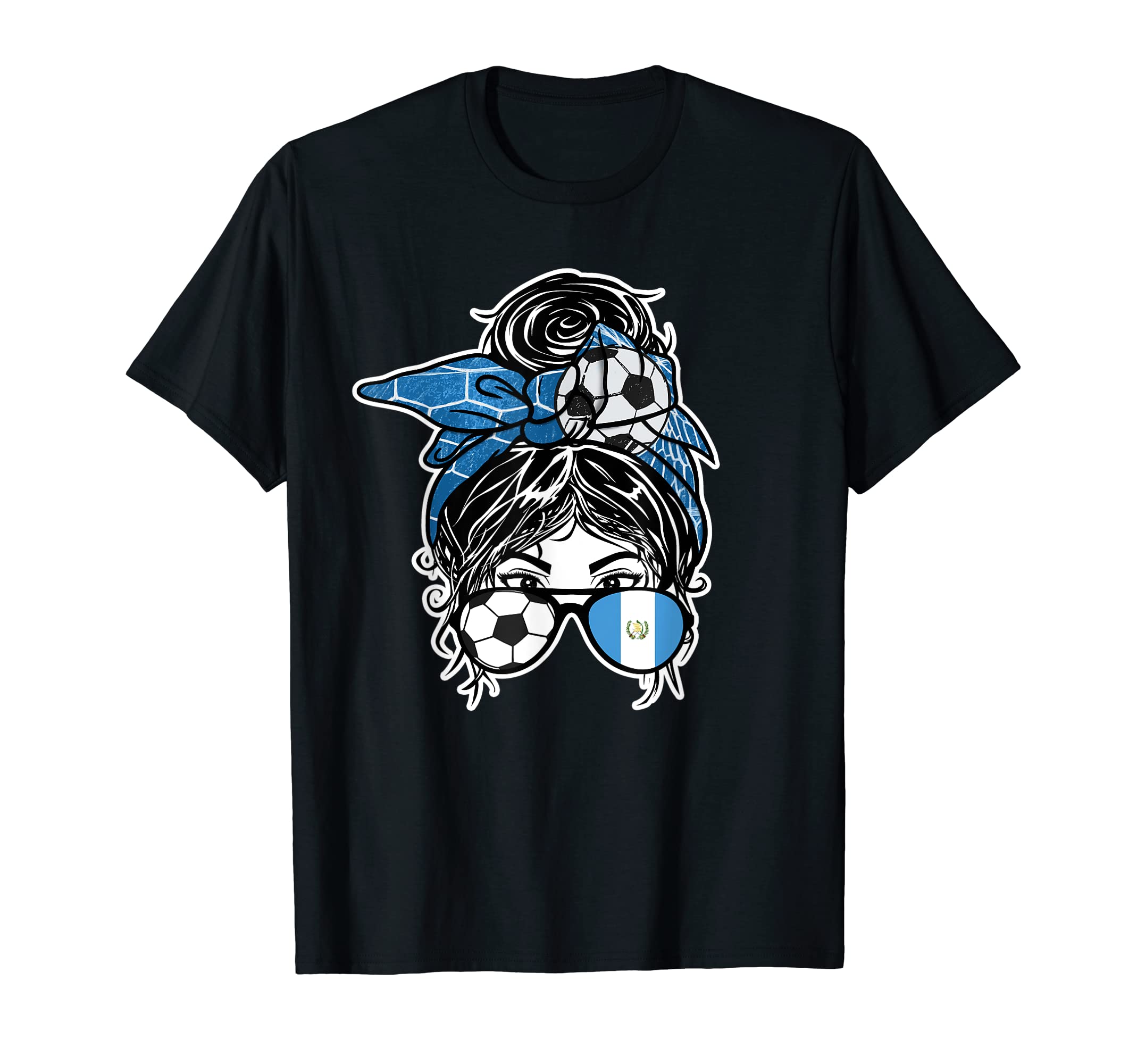 Messy Bun Hair Guatemalan Soccer T-Shirt - Graphic Print for Adults - T-Shirt, Sweatshirt, Hoodie