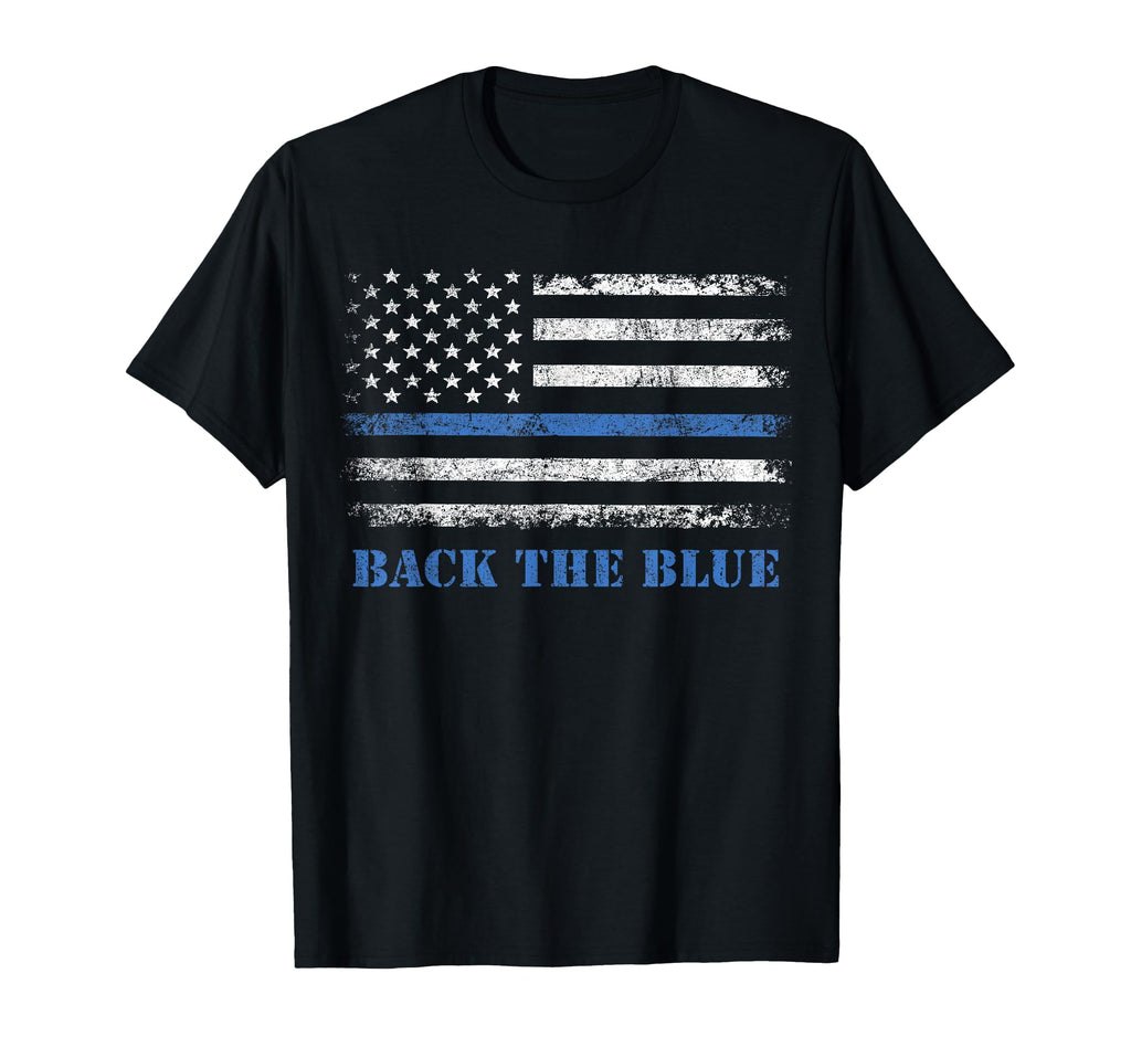 Back Blue Thin Blue Line American T-Shirt - Minimalist Print for Adults - T-Shirt, Sweatshirt, Hoodie