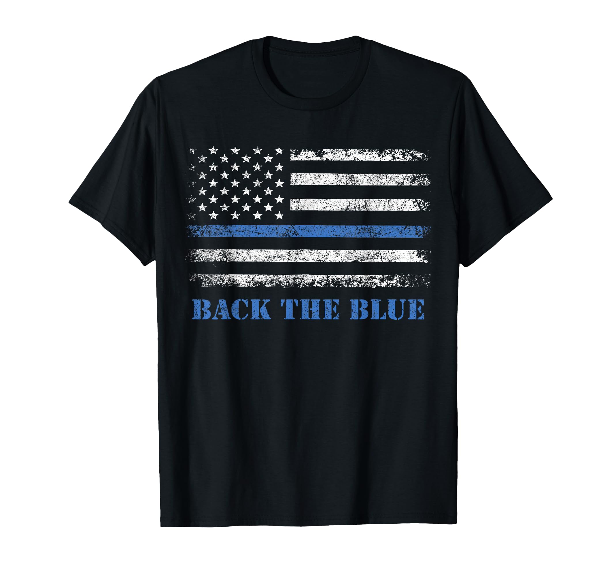 Back Blue Thin Blue Line American T-Shirt - Minimalist Print for Adults - T-Shirt, Sweatshirt, Hoodie