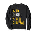 Fathers Day Fix Grill Rest Repeat Sweatshirt - Graphic Print for Adults - T-Shirt, Sweatshirt, Hoodie