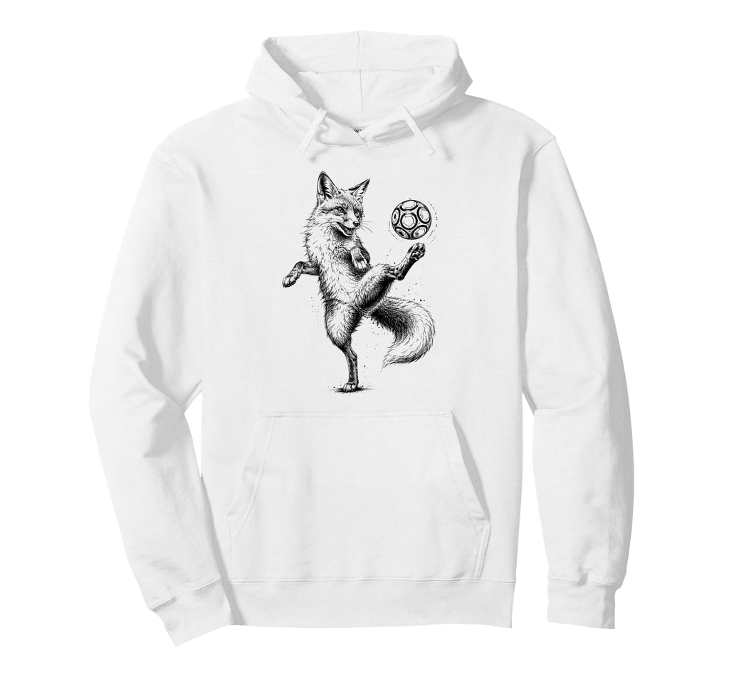 Funny Fox Freestyling Soccer Ball Hoodie - Graphic Print for Adults - T-Shirt, Sweatshirt, Hoodie