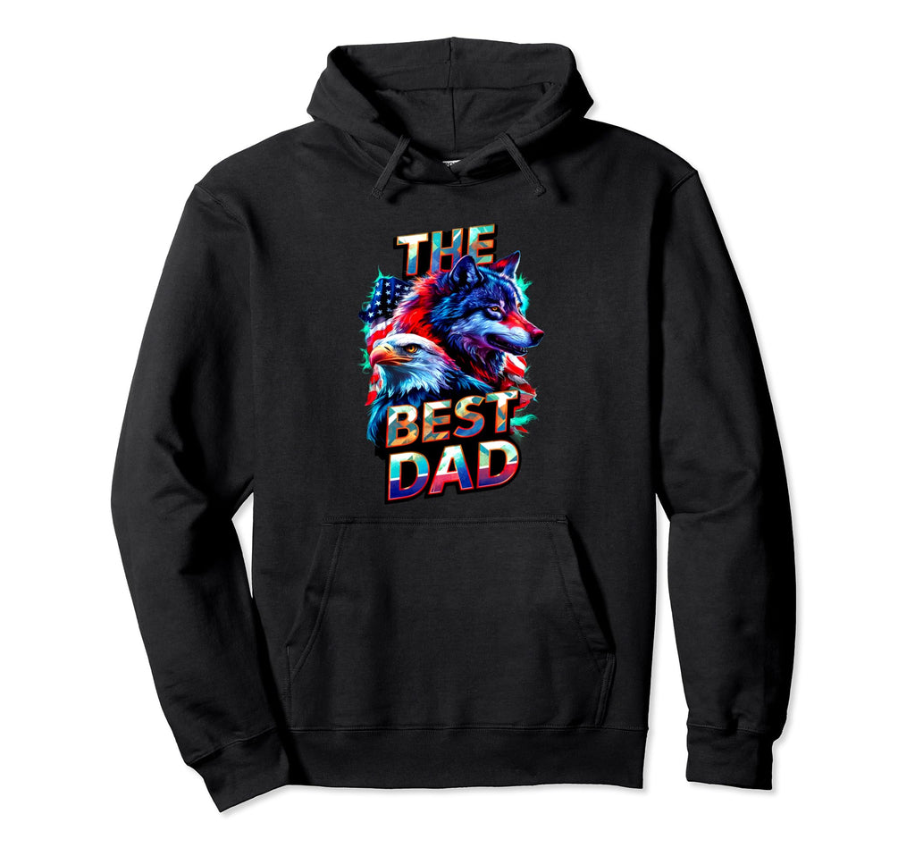 Best Dad Wolf Bald Eagle American Hoodie - Casual Everyday Wear Unisex - T-Shirt, Sweatshirt, Hoodie