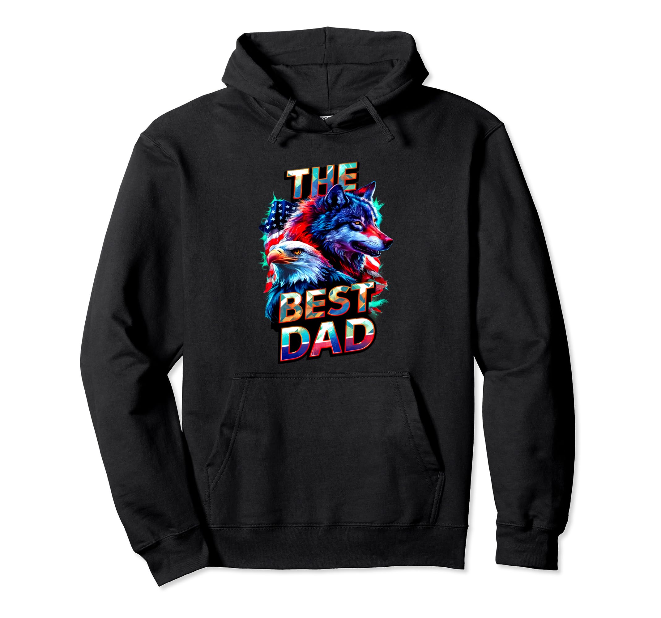 Best Dad Wolf Bald Eagle American Hoodie - Casual Everyday Wear Unisex - T-Shirt, Sweatshirt, Hoodie