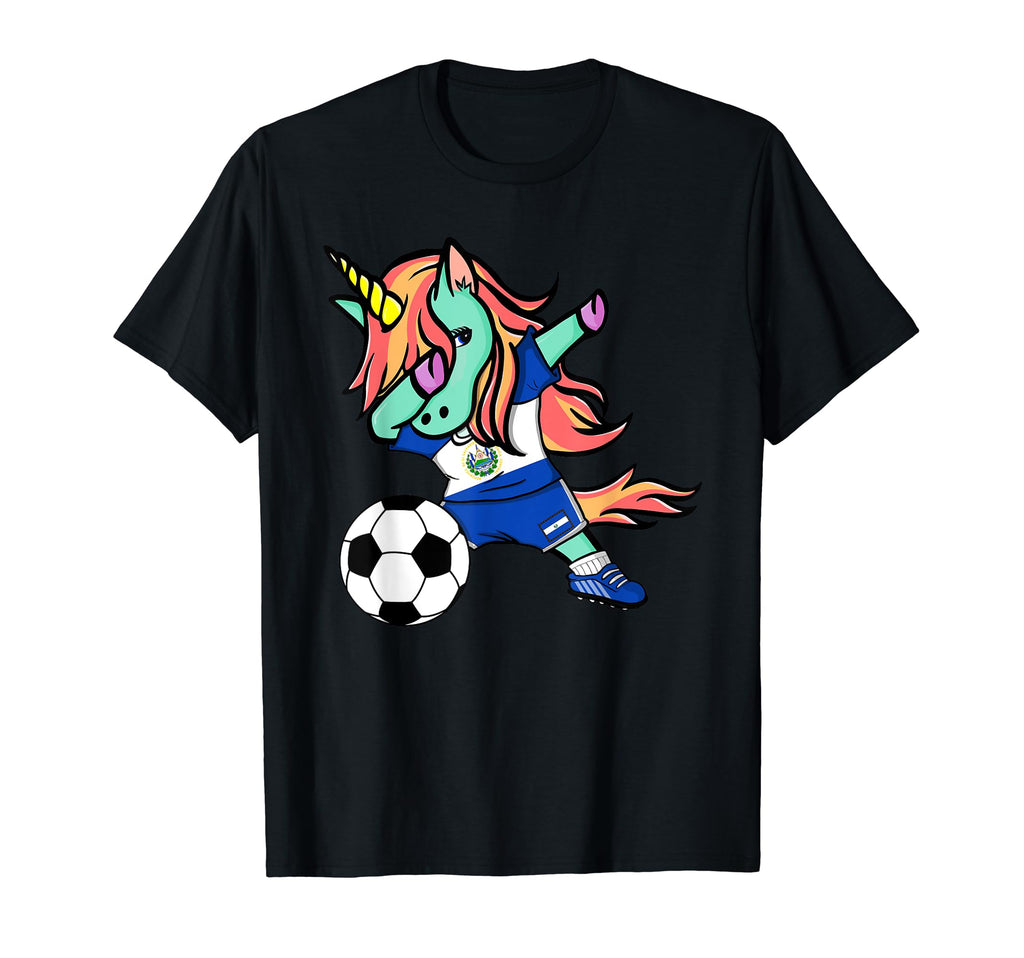 Dabbing Unicorn El Salvador Soccer T-Shirt - Minimalist Print for Adults - T-Shirt, Sweatshirt, Hoodie
