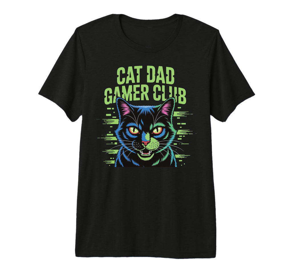 Mens Cat Dad Gamer Club Tri Blend T-Shirt - Minimalist Print for Adults - T-Shirt, Sweatshirt, Hoodie