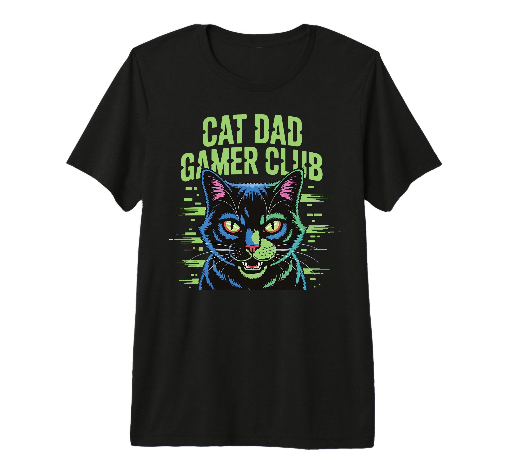Mens Cat Dad Gamer Club Tri Blend T-Shirt - Minimalist Print for Adults - T-Shirt, Sweatshirt, Hoodie