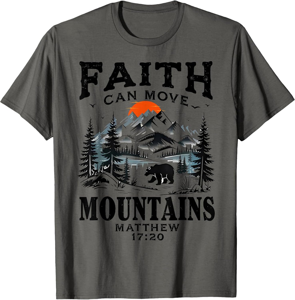 Faith Can Move Mountains Religious Christian Sunset - Adult & Kids T-Shirts, Sweatshirts & Hoodies apparel design preview 1