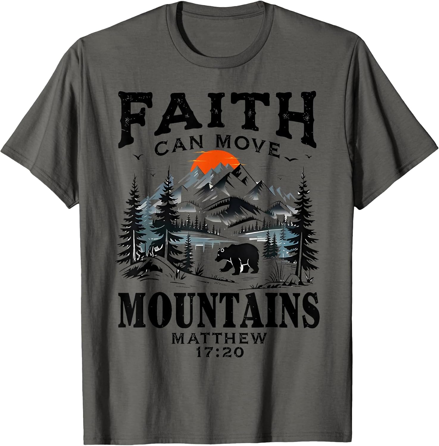 Faith Can Move Mountains Religious Christian Sunset - Adult & Kids T-Shirts, Sweatshirts & Hoodies apparel design preview 1