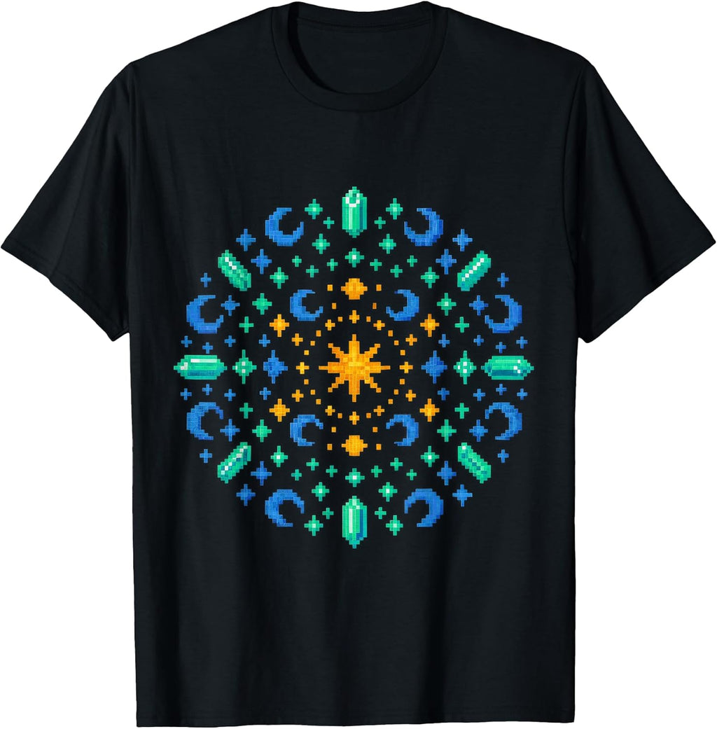 Mystic Rainbow Pixel Art Mandala Retro Spiritualit - Adult & Kids T-Shirts, Sweatshirts & Hoodies apparel design preview 1