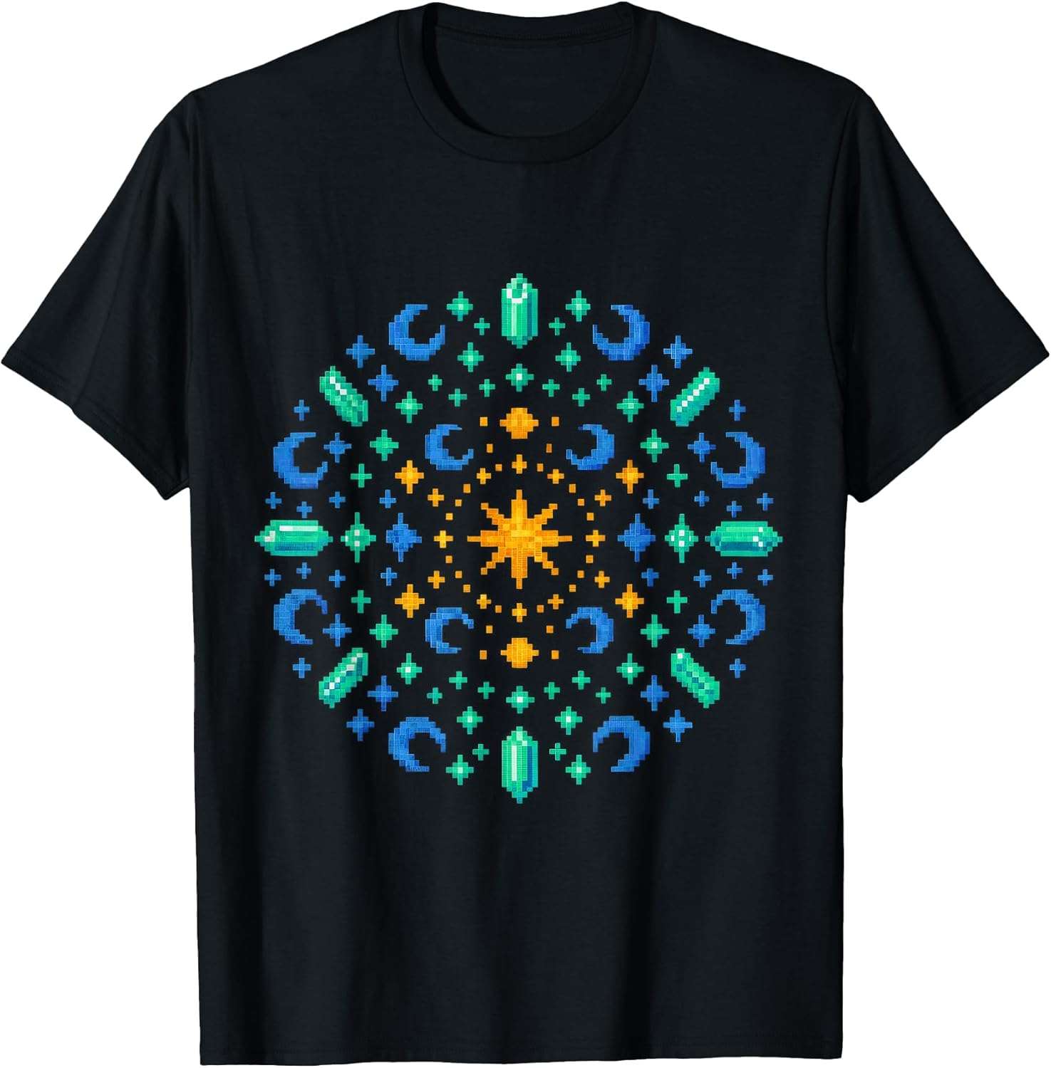 Mystic Rainbow Pixel Art Mandala Retro Spiritualit - Adult & Kids T-Shirts, Sweatshirts & Hoodies apparel design preview 1