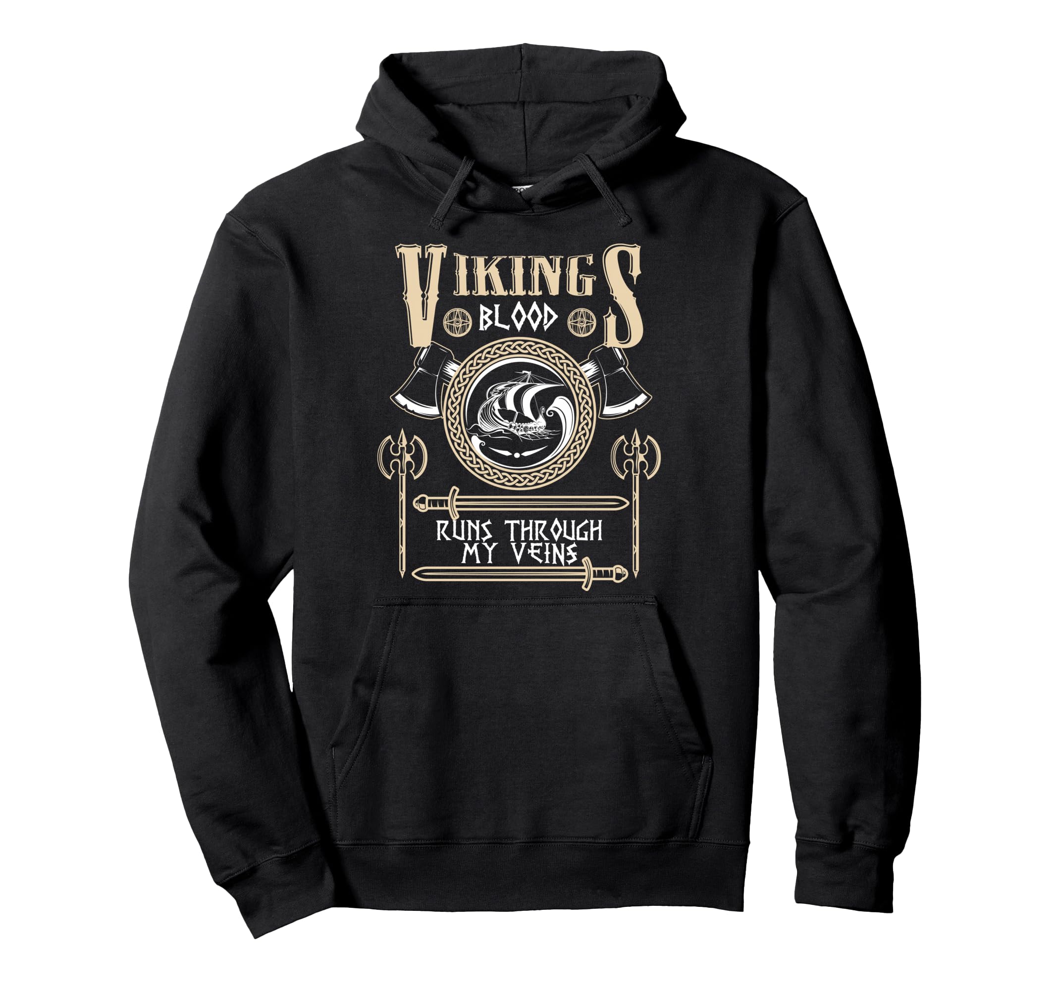 Viking Blood Runs Through My Veins Hoodie - Custom Art Print for Adults - T-Shirt, Sweatshirt, Hoodie
