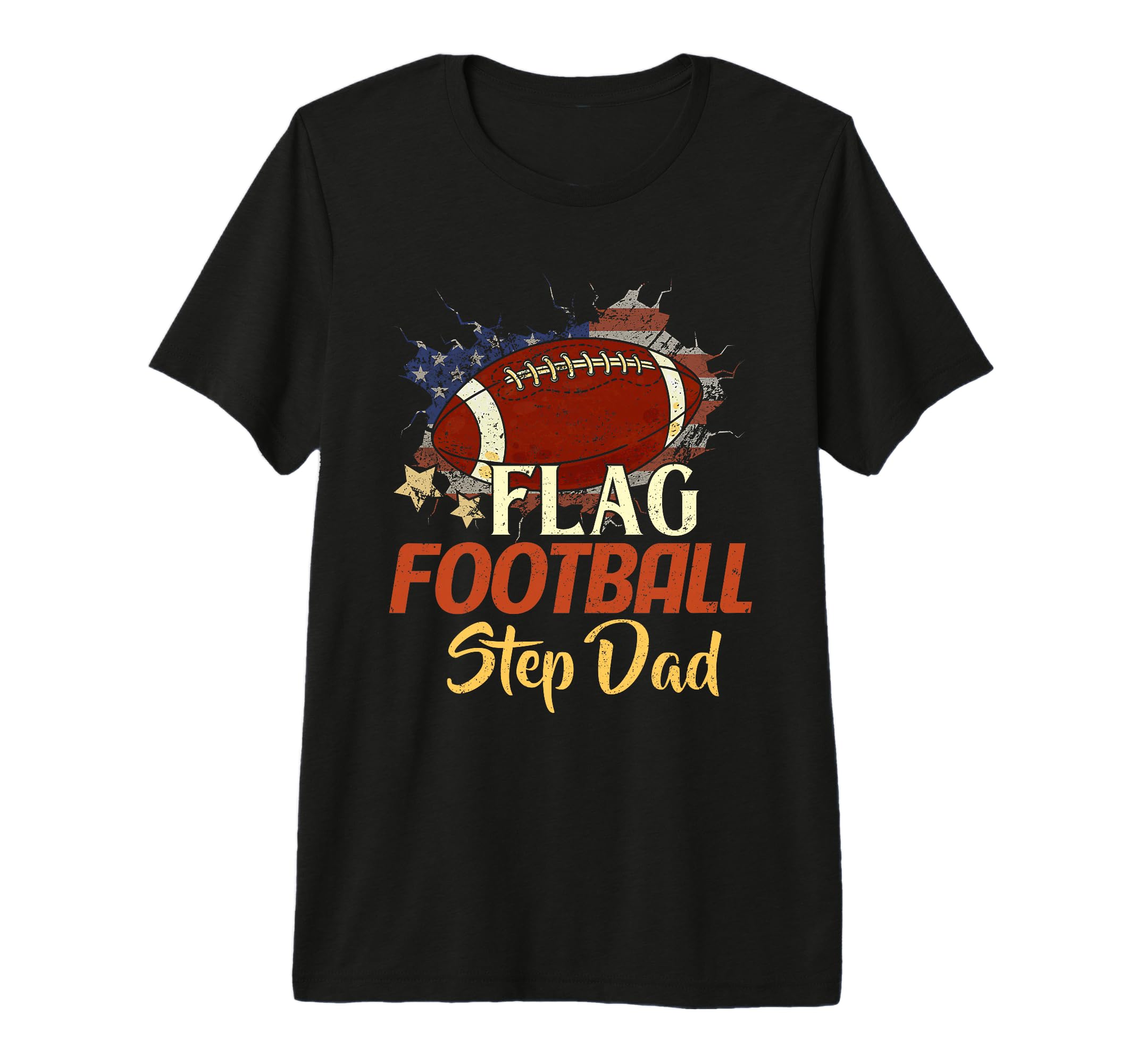 Mens American Flag Football Step Dad T-Shirt - Unique Graphic for Adults - T-Shirt, Sweatshirt, Hoodie