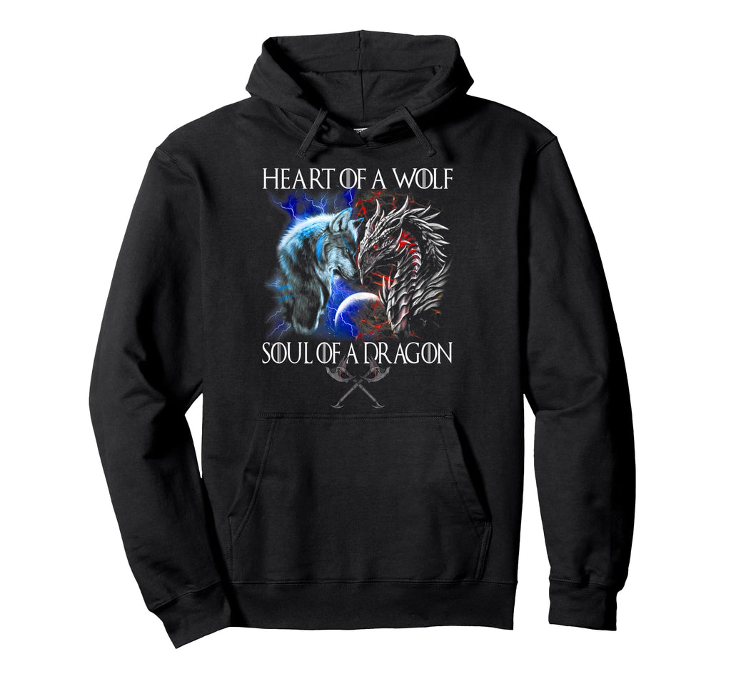 Heart Wolf Soul Dragon Funny Hoodie - Casual Everyday Wear Men Women - T-Shirt, Sweatshirt, Hoodie