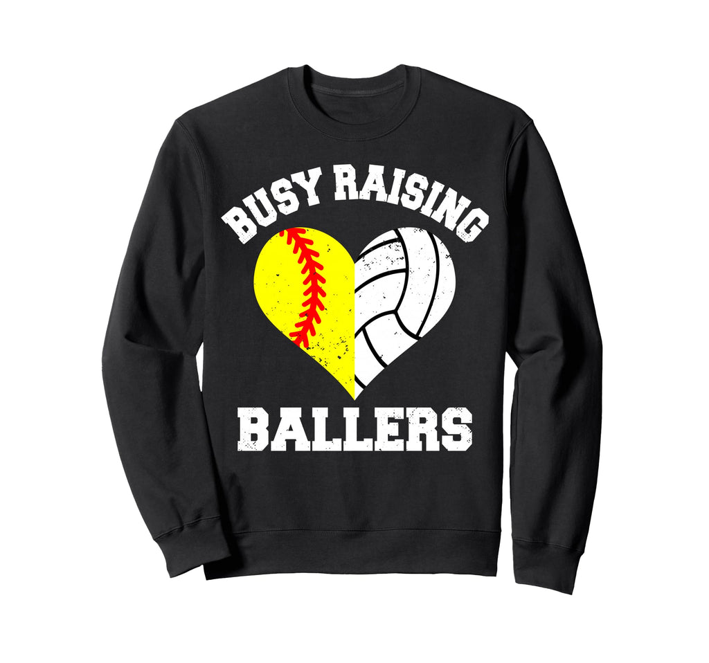 Busy Raising Ballers Softball Sweatshirt - Graphic Print for Adults - T-Shirt, Sweatshirt, Hoodie