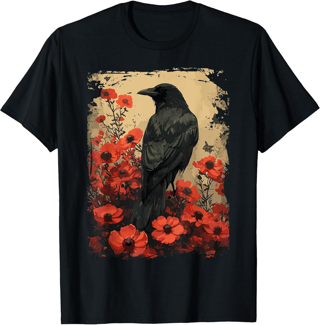 Enchanted, Vintage Floral Crow - Adult & Kids T-Shirts, Sweatshirts & Hoodies apparel design preview 1
