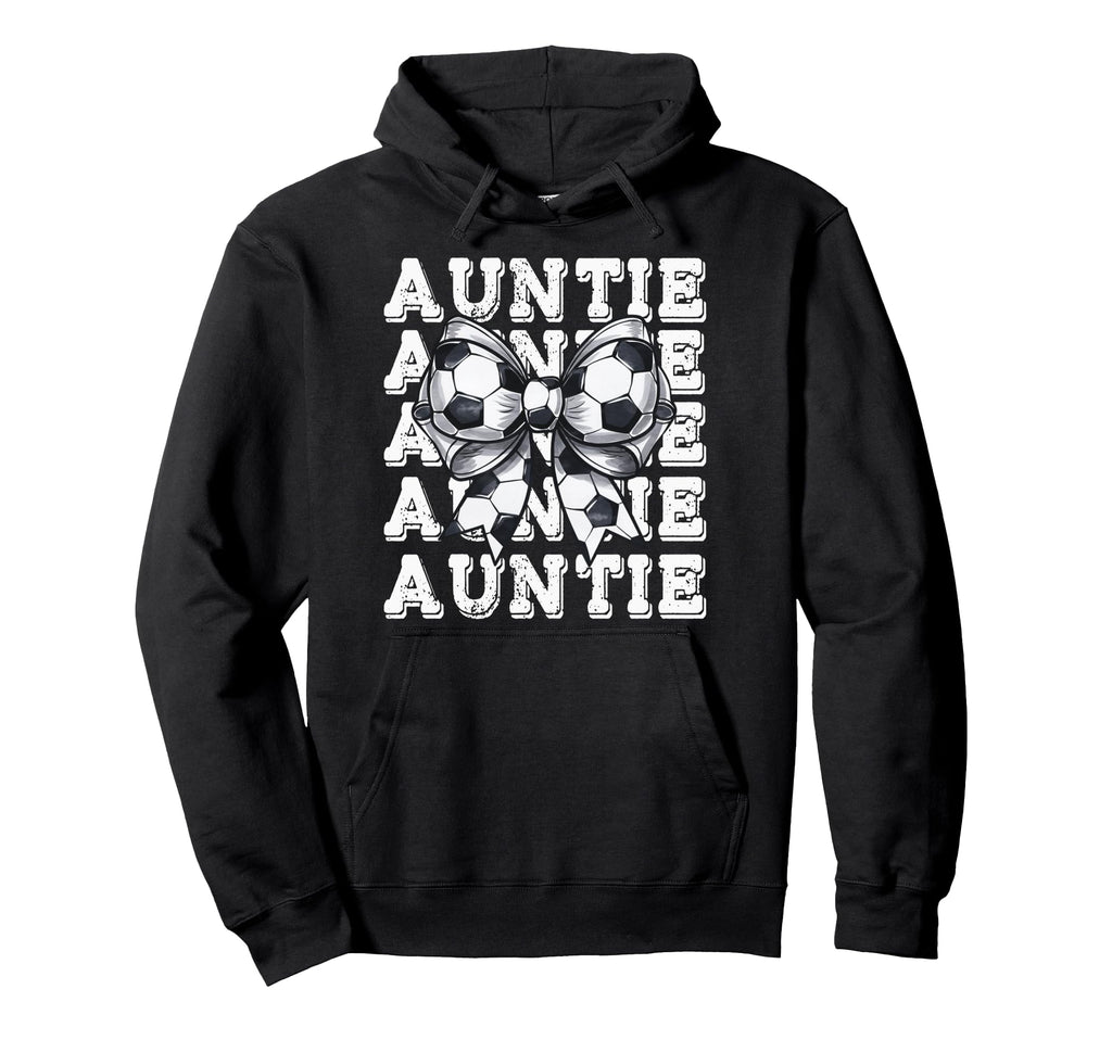 Coquette Soccer Auntie Matching Family Bow Hoodie - Unique Graphic Unisex - T-Shirt, Sweatshirt, Hoodie