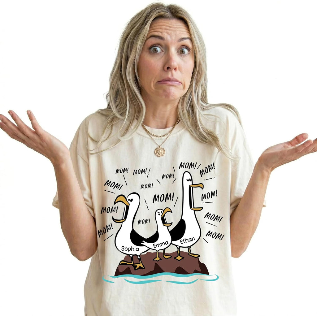 Personalized Funny Mom Seagull Custom Kid Names, Gift - Adult & Kids T-Shirts, Sweatshirts & Hoodies apparel design preview 1