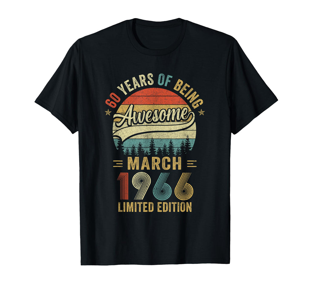 March 1966 Old 60Th Birthday T-Shirt - Trendy Graphic Men Women - T-Shirt, Sweatshirt, Hoodie