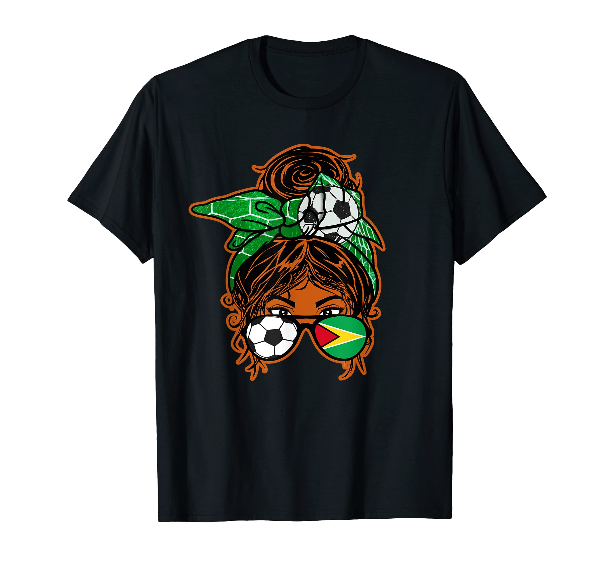 Messy Bun Hair Brown Skin Soccer T-Shirt - Aesthetic Graphic for Adults - T-Shirt, Sweatshirt, Hoodie