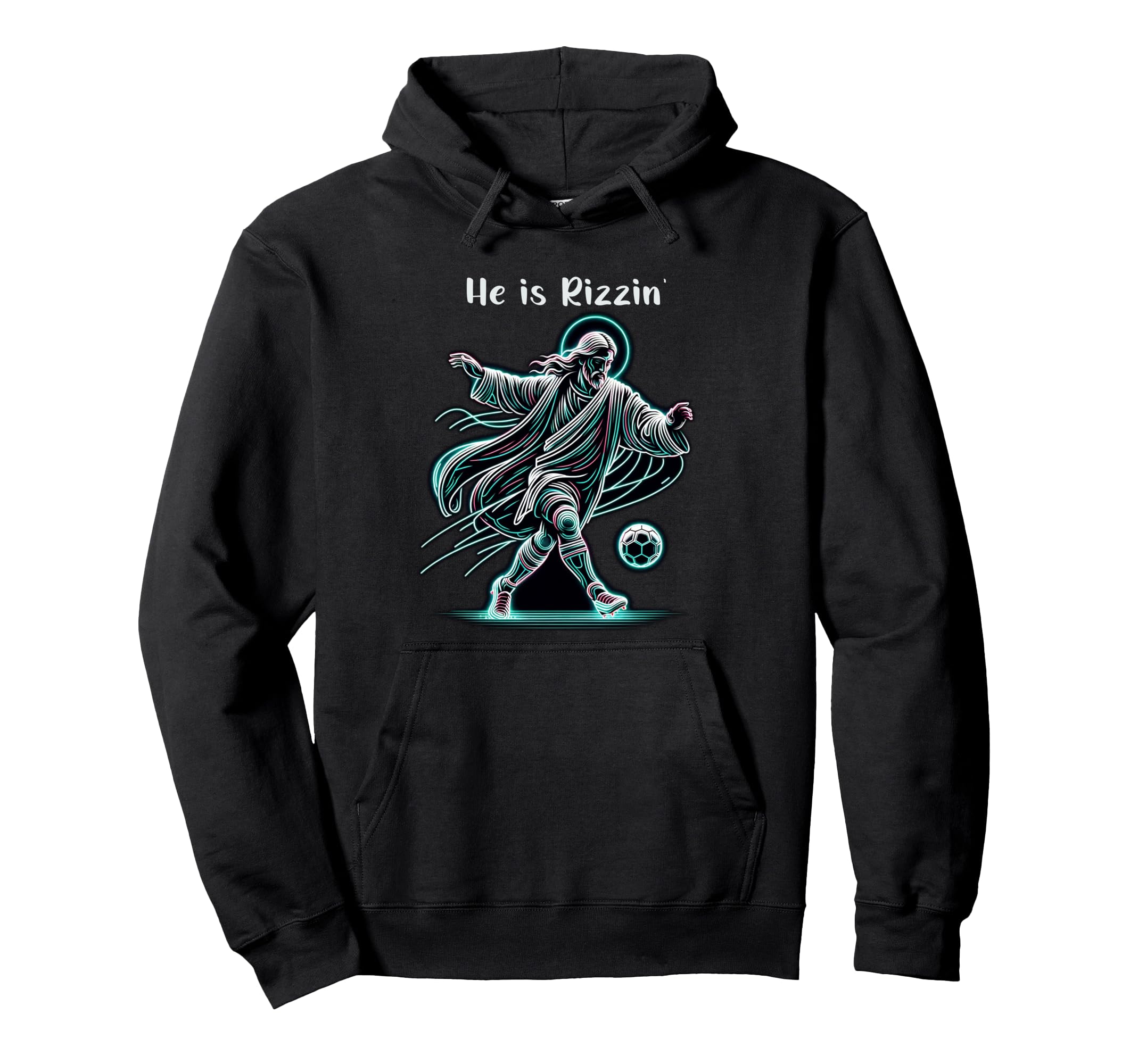 He Is Rizzin Soccer Lover Religious Hoodie - Unique Graphic Men Women - T-Shirt, Sweatshirt, Hoodie
