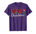 Merry Buffalo Plaid Red Santa Hat Pajamas T-Shirt - Graphic Print Unisex - T-Shirt, Sweatshirt, Hoodie