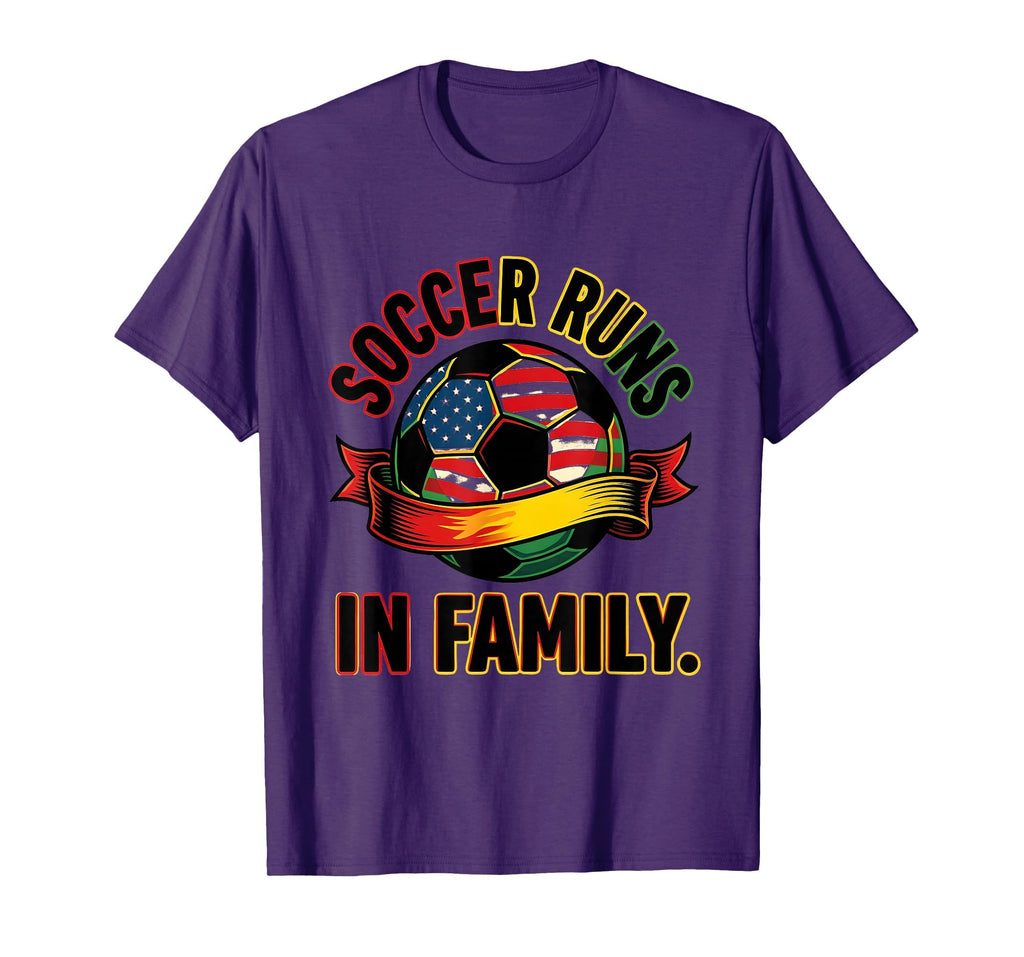 Soccer Runs Family American Flag T-Shirt - Unique Graphic for Adults - T-Shirt, Sweatshirt, Hoodie