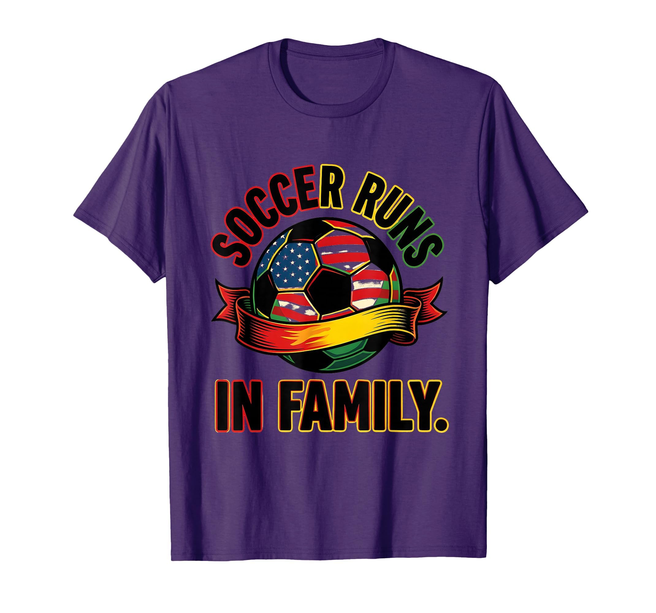 Soccer Runs Family American Flag T-Shirt - Unique Graphic for Adults - T-Shirt, Sweatshirt, Hoodie