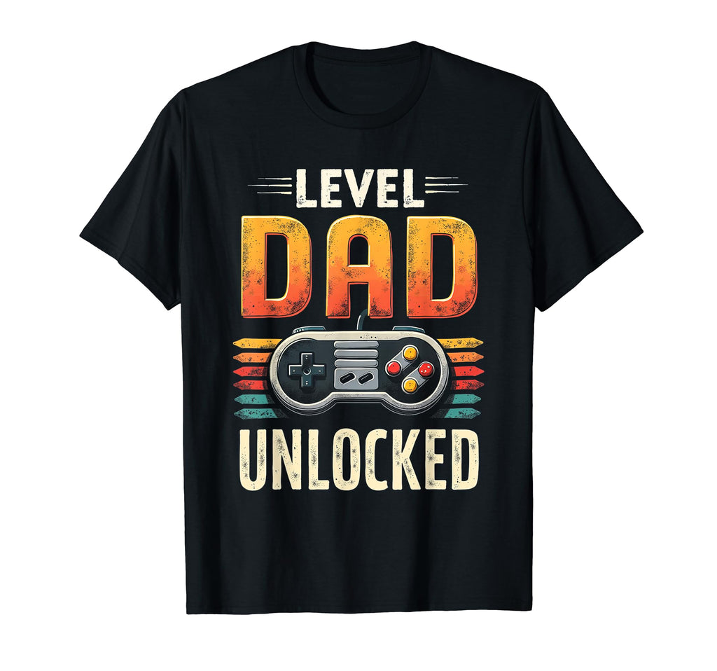 Level Dad Unlocked Funny Gamer Dad T-Shirt - Minimalist Print Unisex - T-Shirt, Sweatshirt, Hoodie