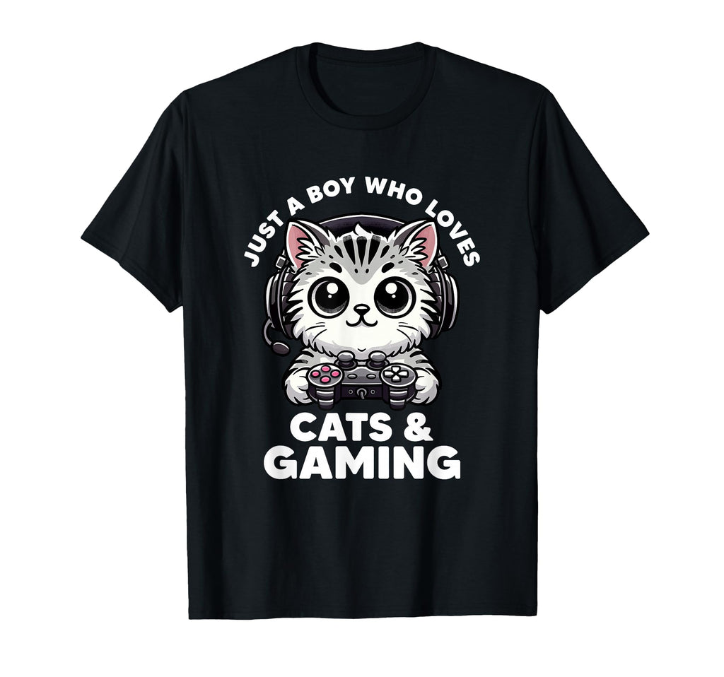 Just Who Loves Cats Gaming Cat Dad Funny T-Shirt - Graphic Print Unisex - T-Shirt, Sweatshirt, Hoodie
