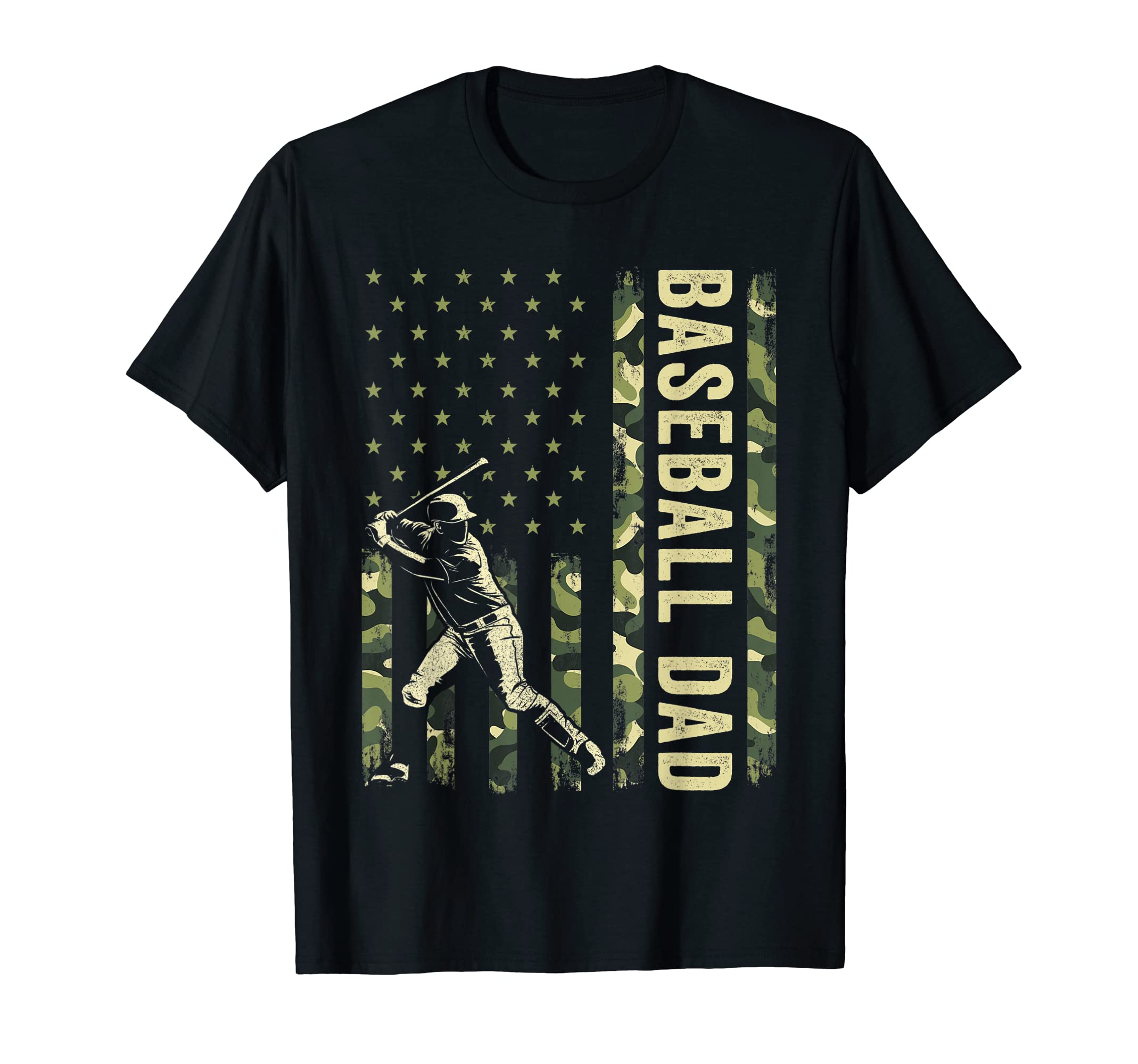Hitter Baseball Camo American Flag T-Shirt - Minimalist Print for Adults - T-Shirt, Sweatshirt, Hoodie
