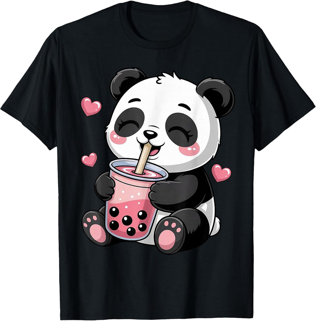 Funny Panda Drinking Boba Bubble Tea Cute Kawaii - Adult & Kids T-Shirts, Sweatshirts & Hoodies apparel design preview 1