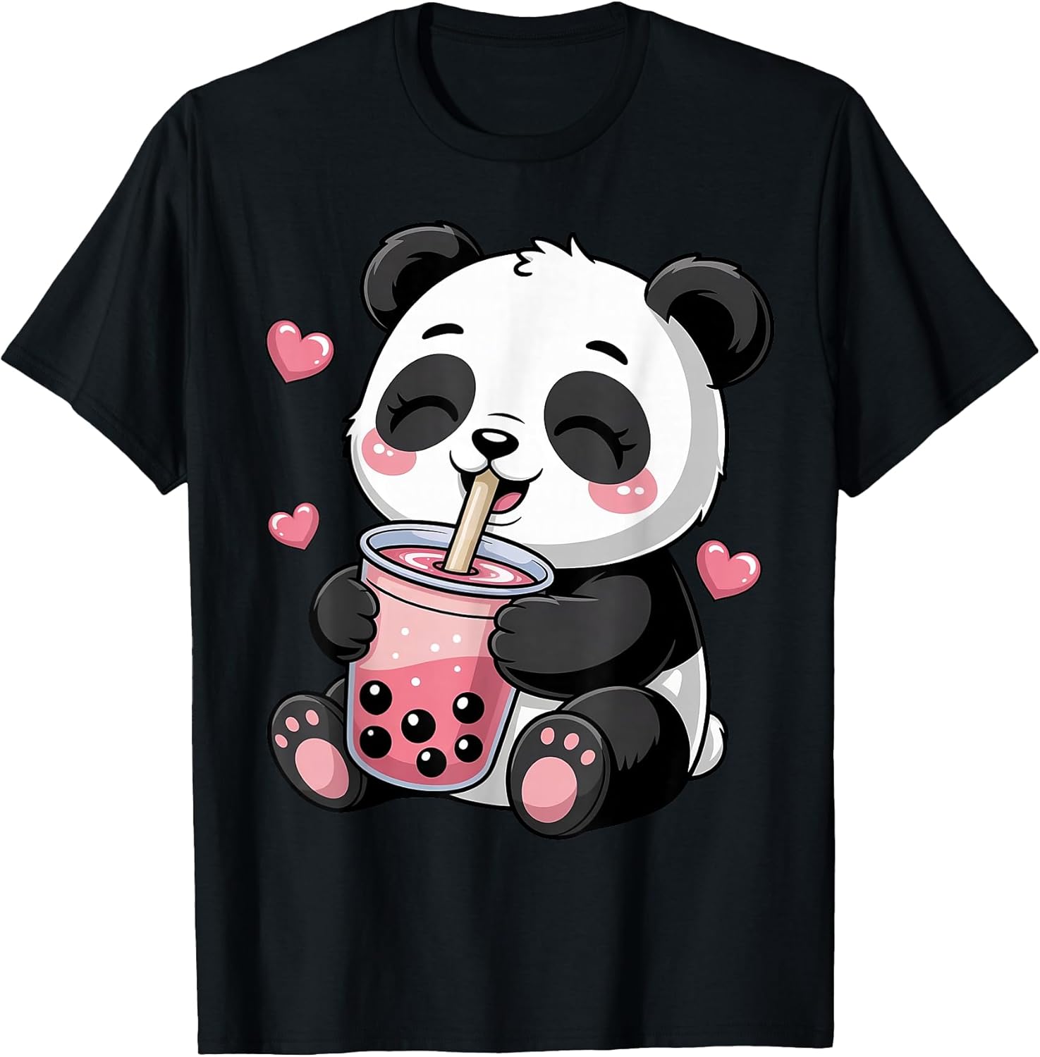 Funny Panda Drinking Boba Bubble Tea Cute Kawaii - Adult & Kids T-Shirts, Sweatshirts & Hoodies apparel design preview 1
