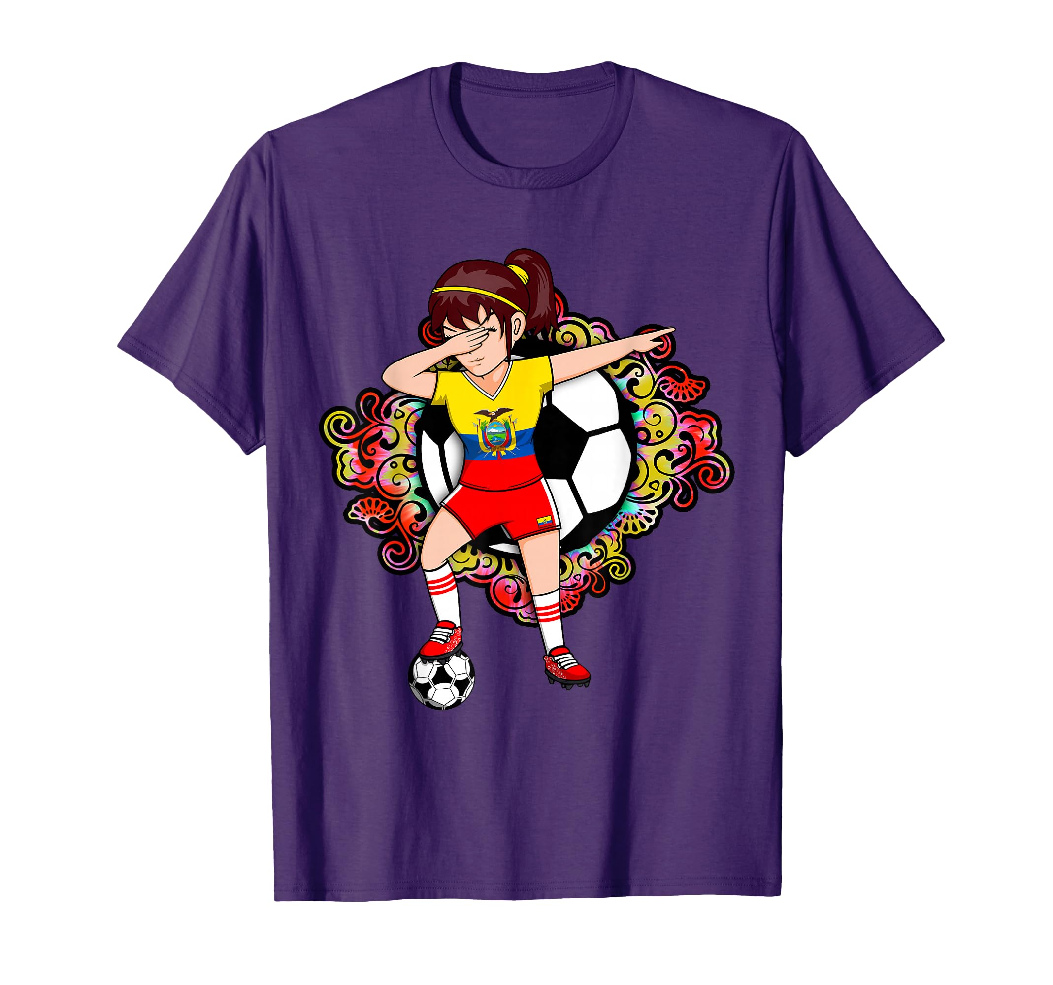 Dabbing Soccer Ecuador Jersey Floral T-Shirt - Aesthetic Graphic Men Women - T-Shirt, Sweatshirt, Hoodie