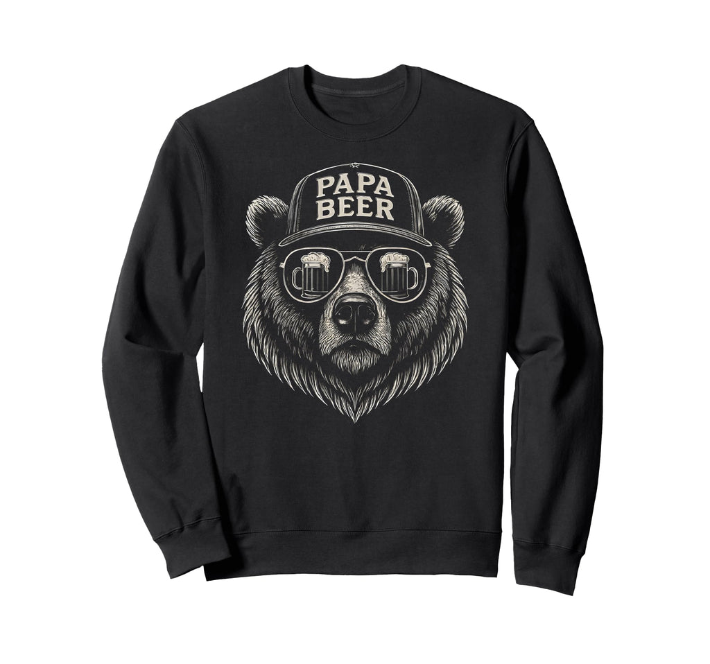 Papa Beer Funny Dad Bear Drinking Sweatshirt - Minimalist Print for Adults - T-Shirt, Sweatshirt, Hoodie