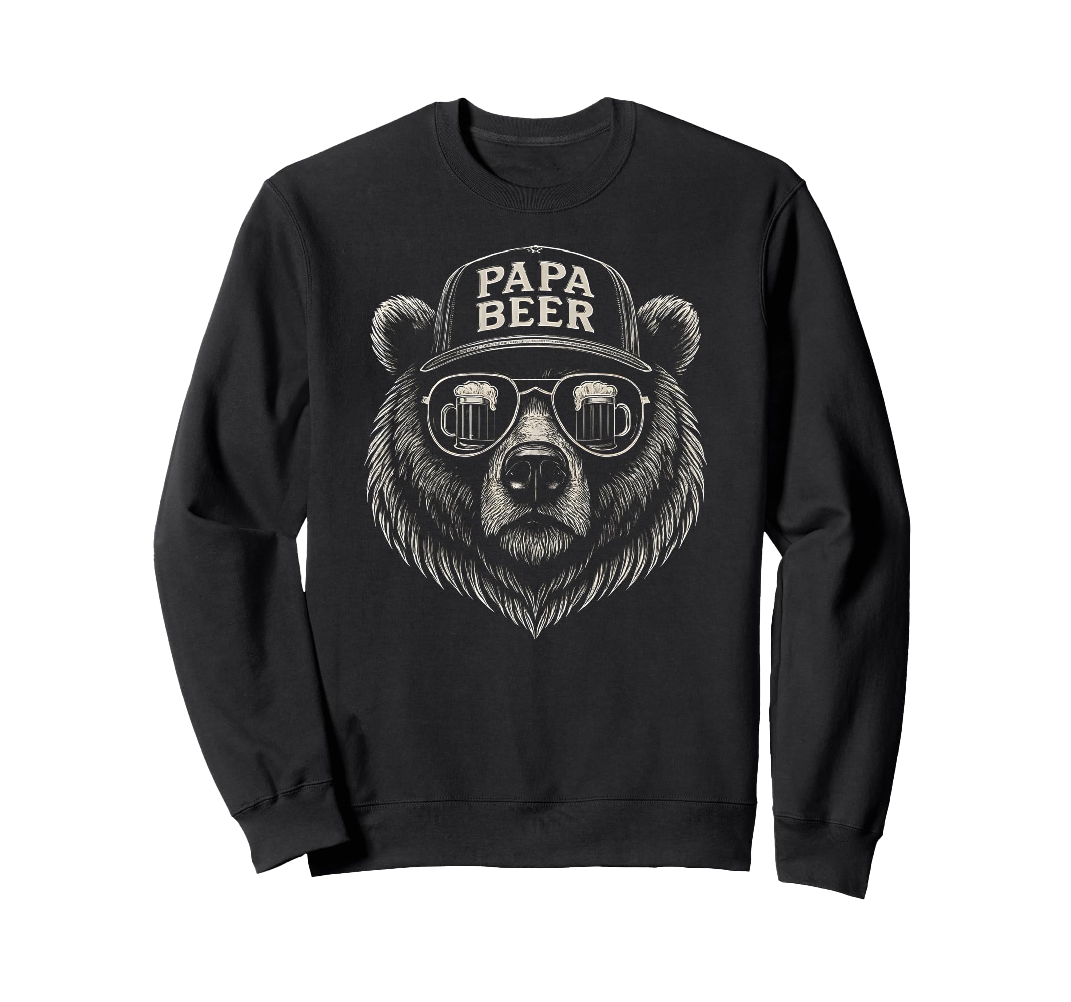 Papa Beer Funny Dad Bear Drinking Sweatshirt - Minimalist Print for Adults - T-Shirt, Sweatshirt, Hoodie