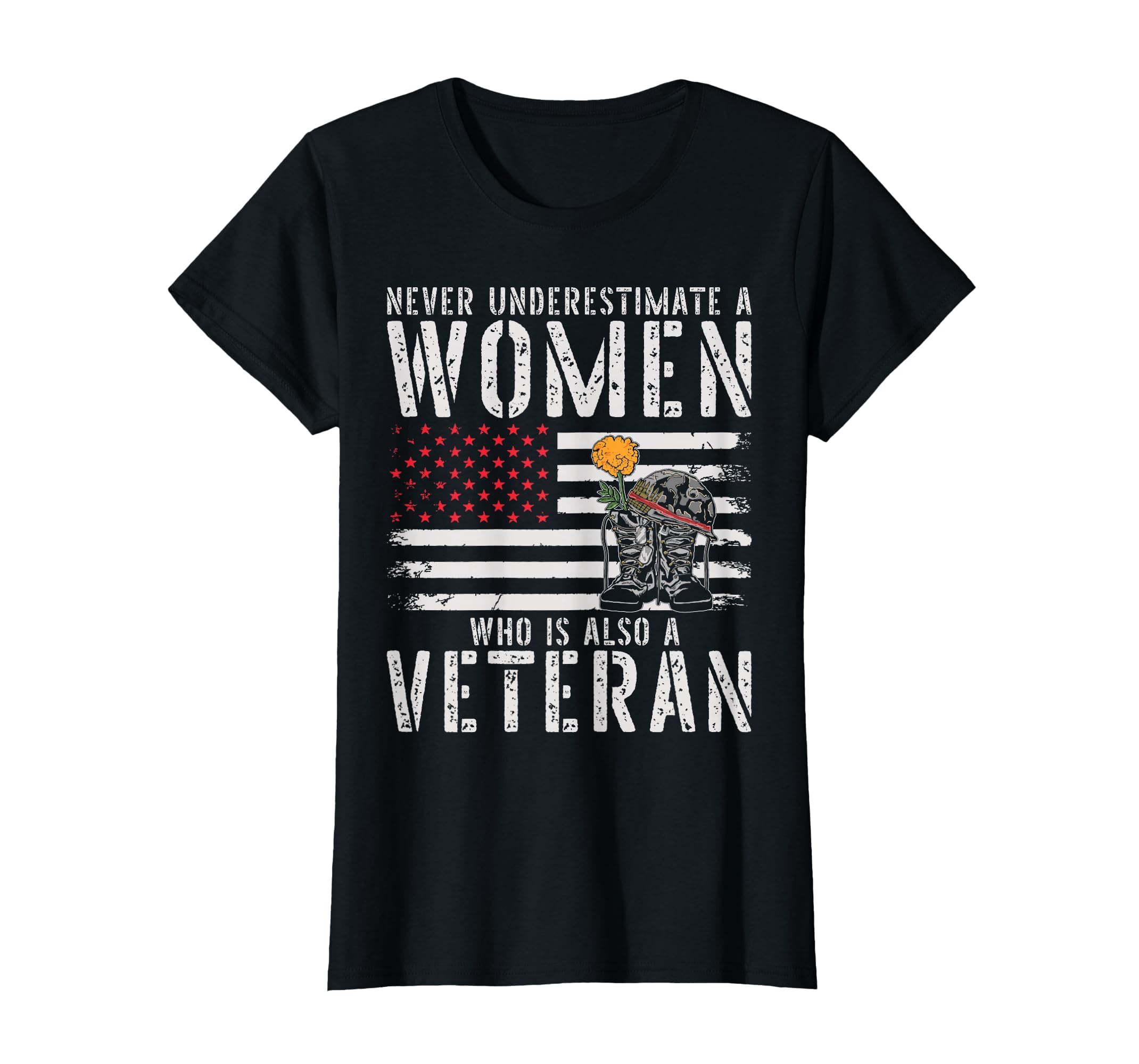 Never Underestimate Who Is Also Veteran T-Shirt - Minimalist Print Unisex - T-Shirt, Sweatshirt, Hoodie