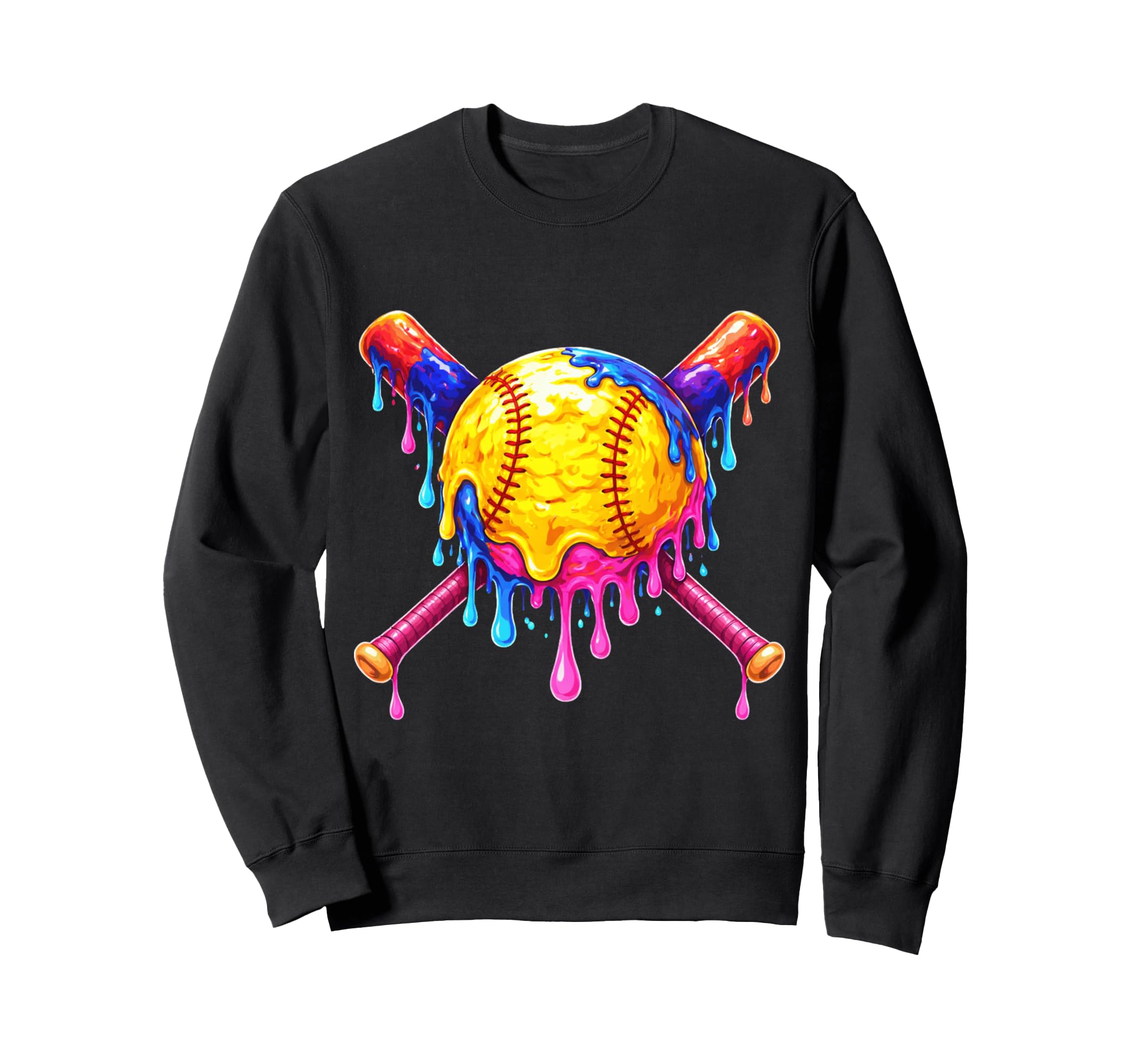 Softball Ice Cream Softball Drip Sweatshirt - Unique Graphic for Adults - T-Shirt, Sweatshirt, Hoodie