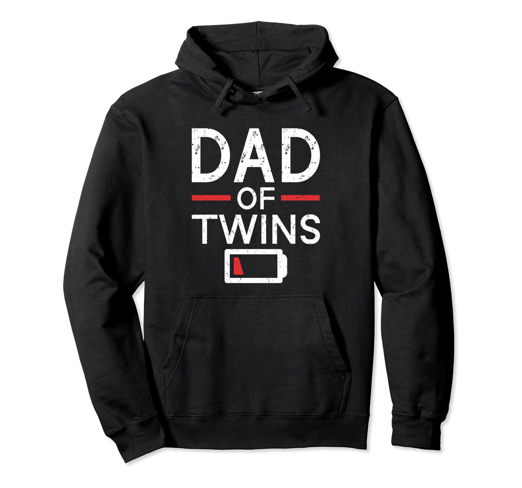 Dad Twins Empty Battery Father Two Twin Hoodie - Trendy Graphic for Adults - T-Shirt, Sweatshirt, Hoodie