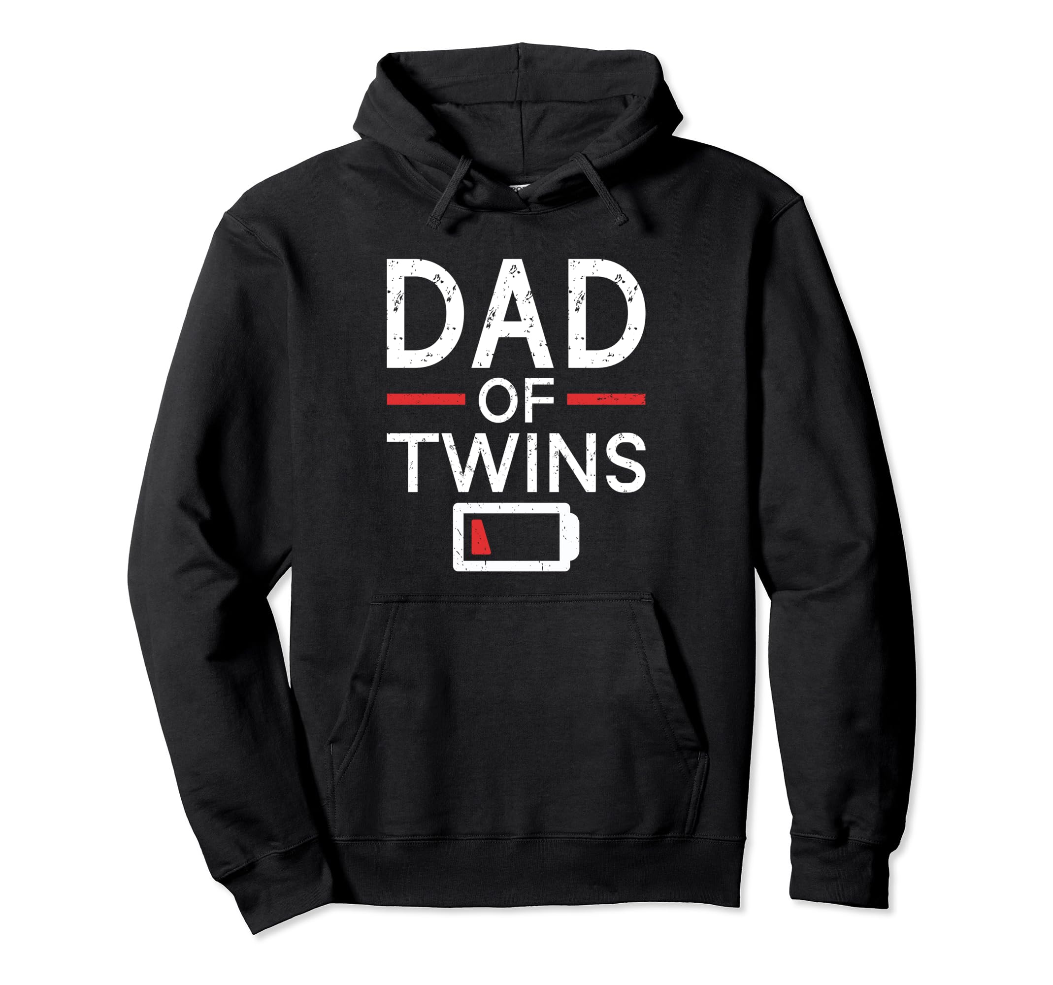 Dad Twins Empty Battery Father Two Twin Hoodie - Trendy Graphic for Adults - T-Shirt, Sweatshirt, Hoodie