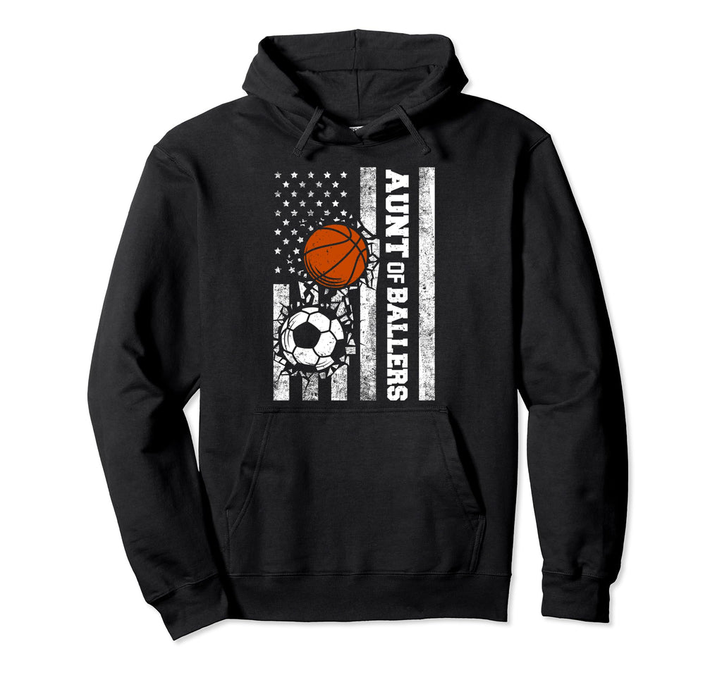 Aunt Ballers Funny Usa Flag Soccer Hoodie - Aesthetic Graphic for Adults - T-Shirt, Sweatshirt, Hoodie