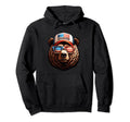 Papa Bear Face Fathers Day America Flag Hoodie - Streetwear Style Unisex - T-Shirt, Sweatshirt, Hoodie