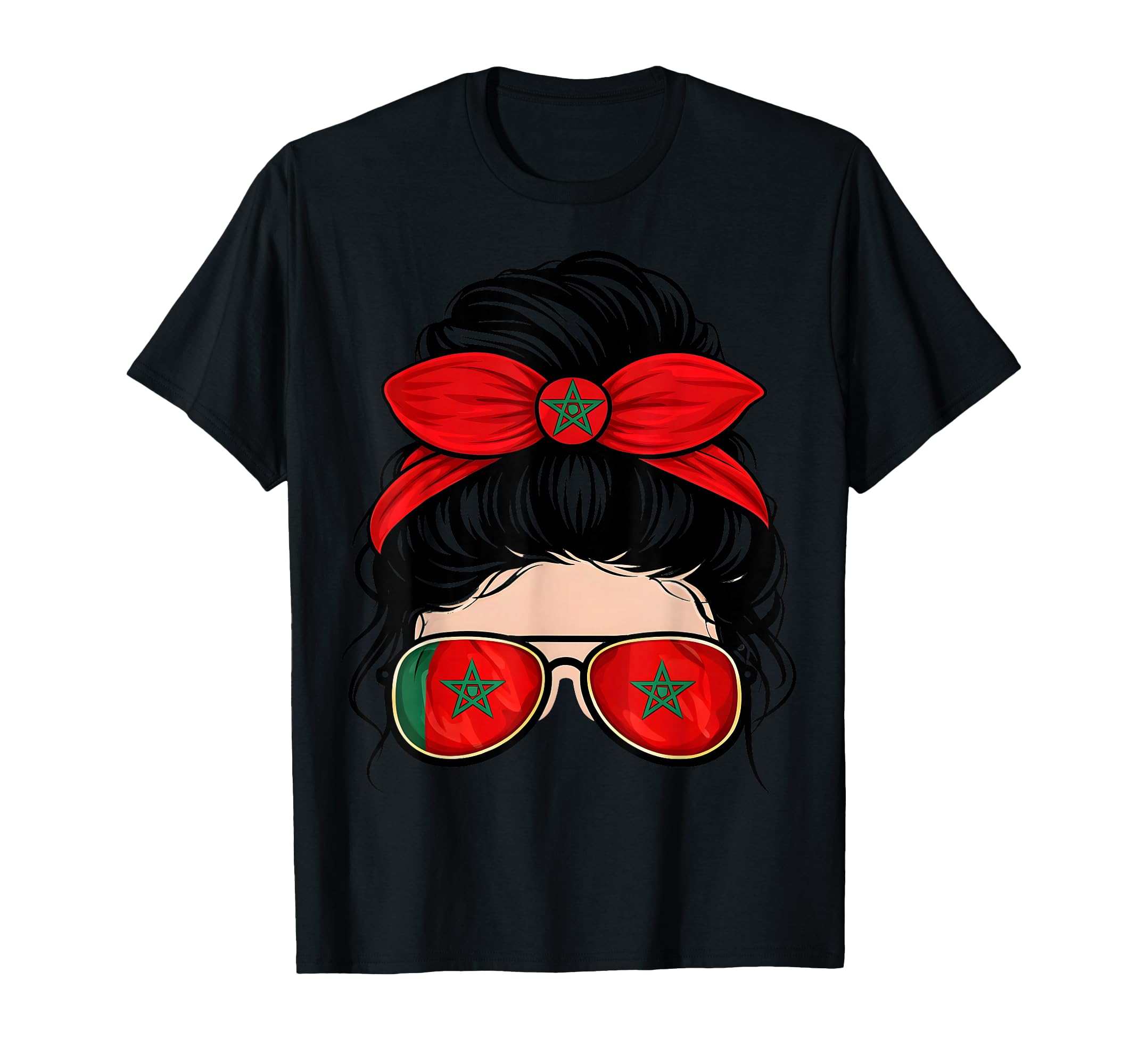 Moroccan Flag Sunglasses Soccer Fan T-Shirt - Aesthetic Graphic for Adults - T-Shirt, Sweatshirt, Hoodie