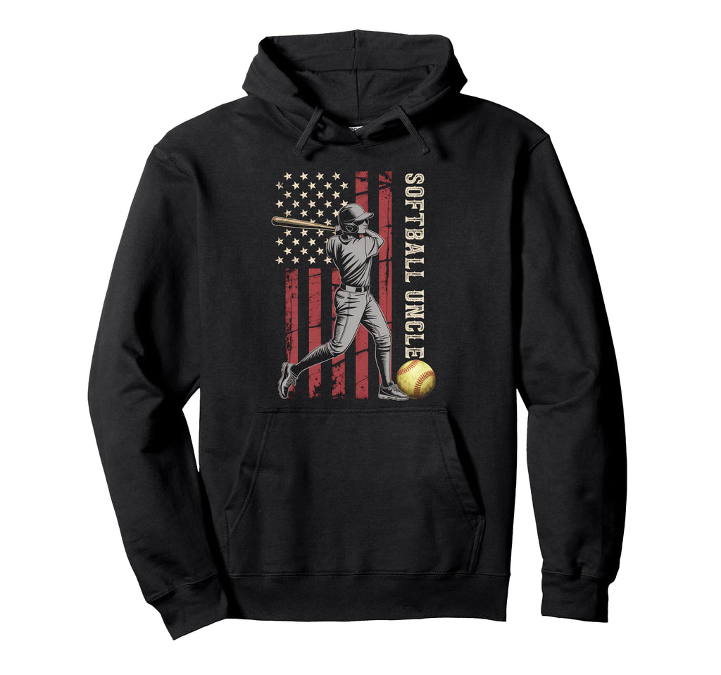 Softball Uncle American Us Flag Hoodie - Streetwear Style Men Women - T-Shirt, Sweatshirt, Hoodie