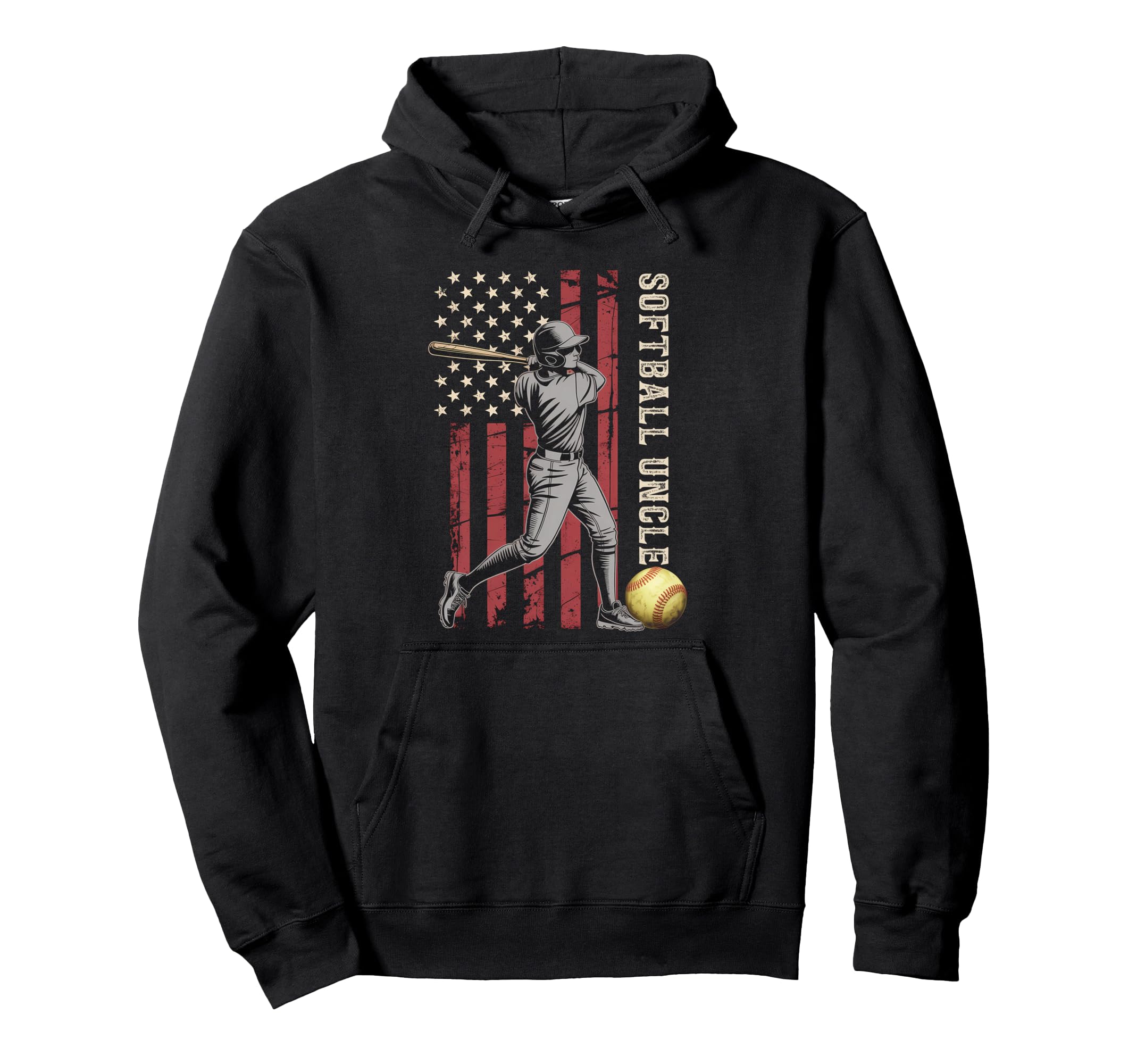 Softball Uncle American Us Flag Hoodie - Streetwear Style Men Women - T-Shirt, Sweatshirt, Hoodie