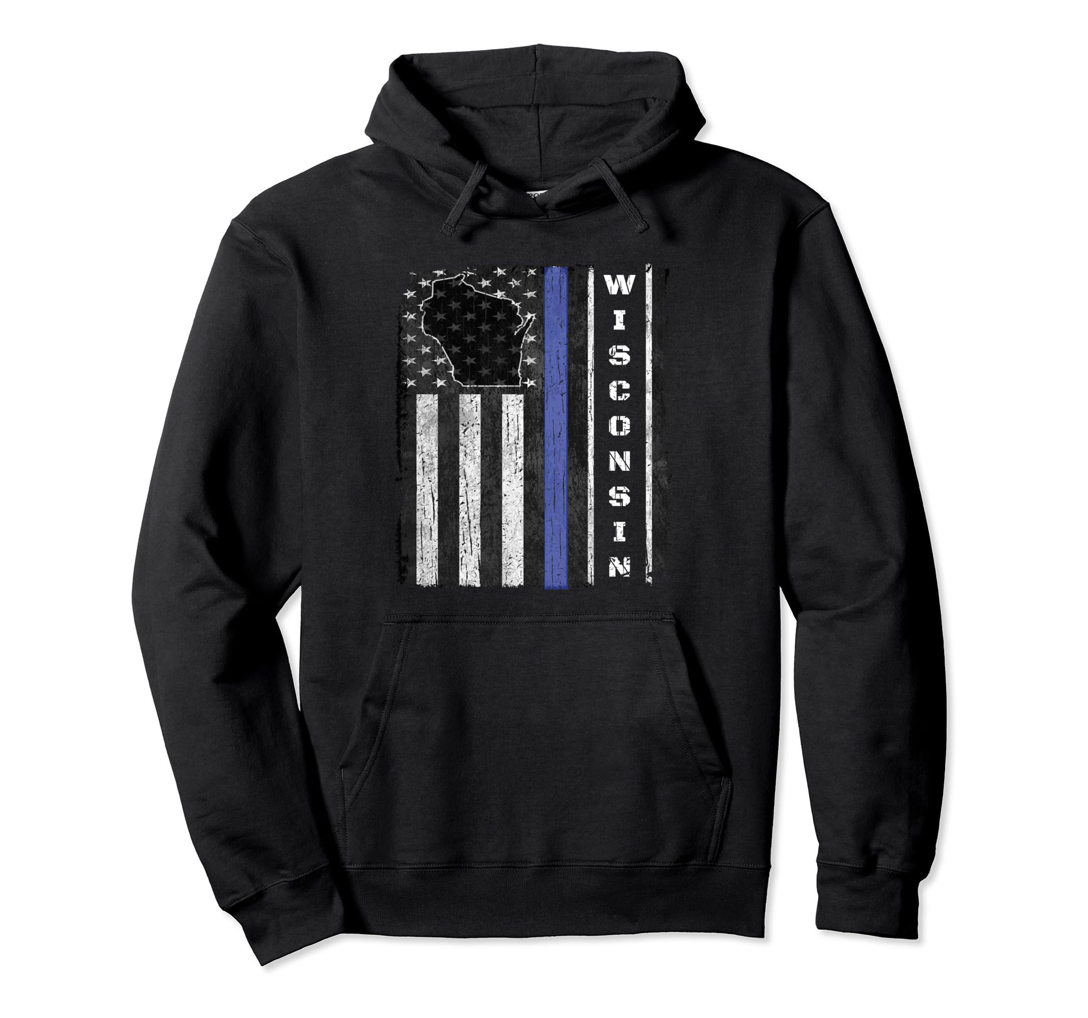 Wisconsin Thin Blue Line Police Hoodie - Casual Everyday Wear Men Women - T-Shirt, Sweatshirt, Hoodie