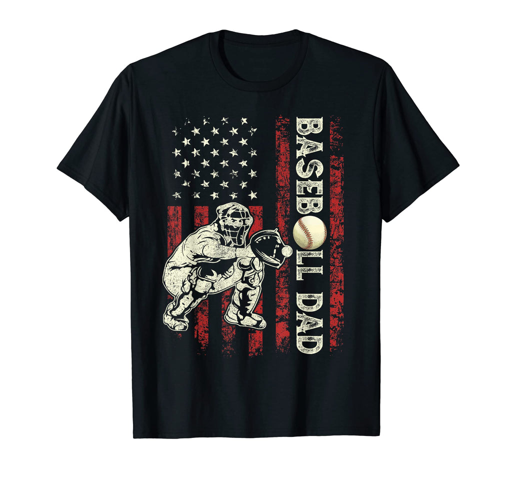Mens Fathers Day Baseball Dad Flag T-Shirt - Custom Art Print Men Women - T-Shirt, Sweatshirt, Hoodie
