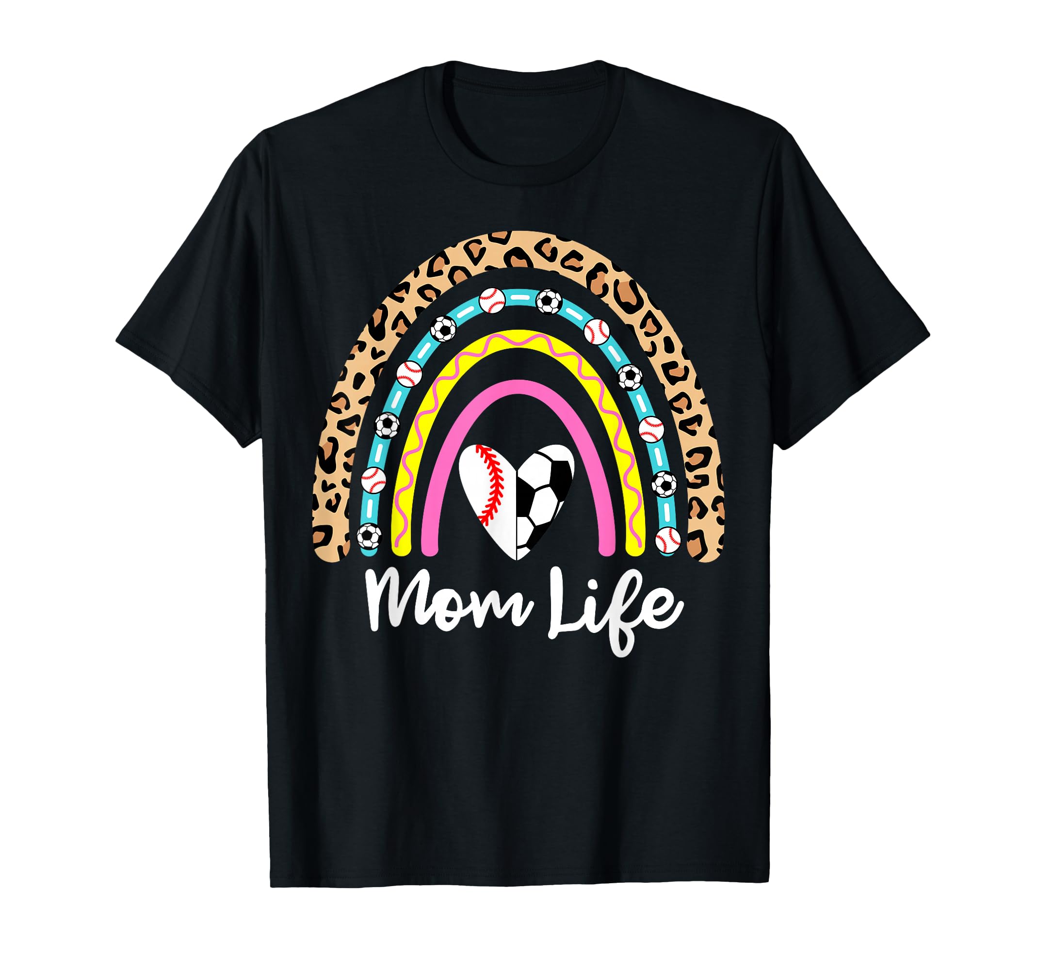 Soccer Baseball Mom Boho Rainbow T-Shirt - Casual Everyday Wear Unisex - T-Shirt, Sweatshirt, Hoodie
